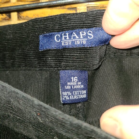 VTG Chaps Black Corduroy Pants Women's Size 18 Wide Leg - Picture 4 of 5